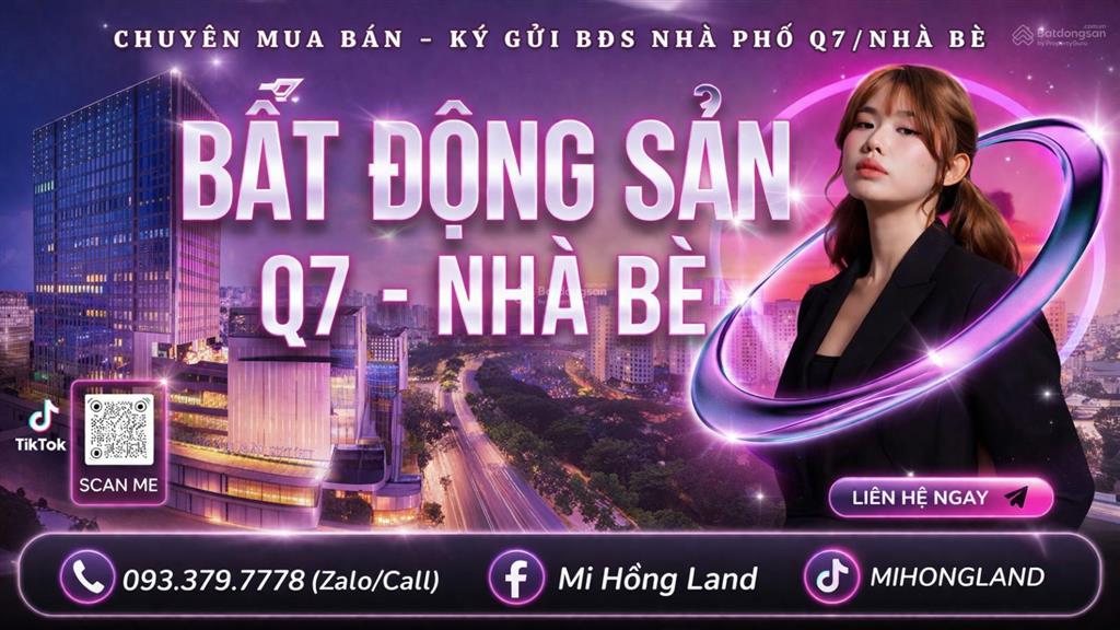 Thơm lô đất đẹp vuông vức, lô nhì tân mỹ q7, 72m2, 7tỷ9 tl