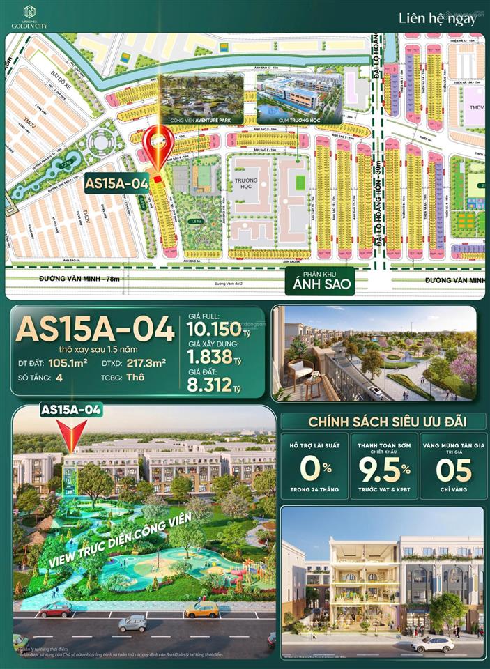 Vin dương kinh quỹ căn đẹp ngoại giao giá siêu đầu tư, dt 65m2 giá từ 6.2 tỷ  em thảo 0969 162 ***