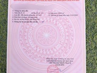 Bán đất phú hữu, 2,9 tỷ, 1429m2, thuộc nhóm đất ở phân khu đại phước 1