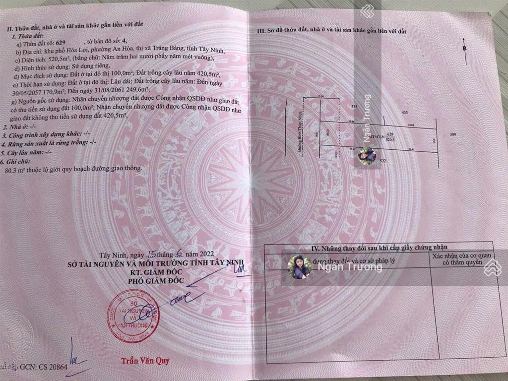 Lô đất đẹp mặt tiền đường nhựa kp hoà lợi  10x50m  shr  gần kcn thành thành công  giá chỉ 2tỷ1
