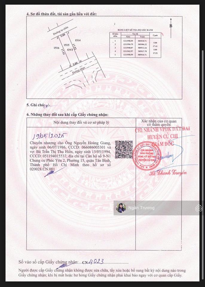 Cô tám gửi bán đất tân phú trung củ chi  138m2 full thổ  shr  1,880tỷ