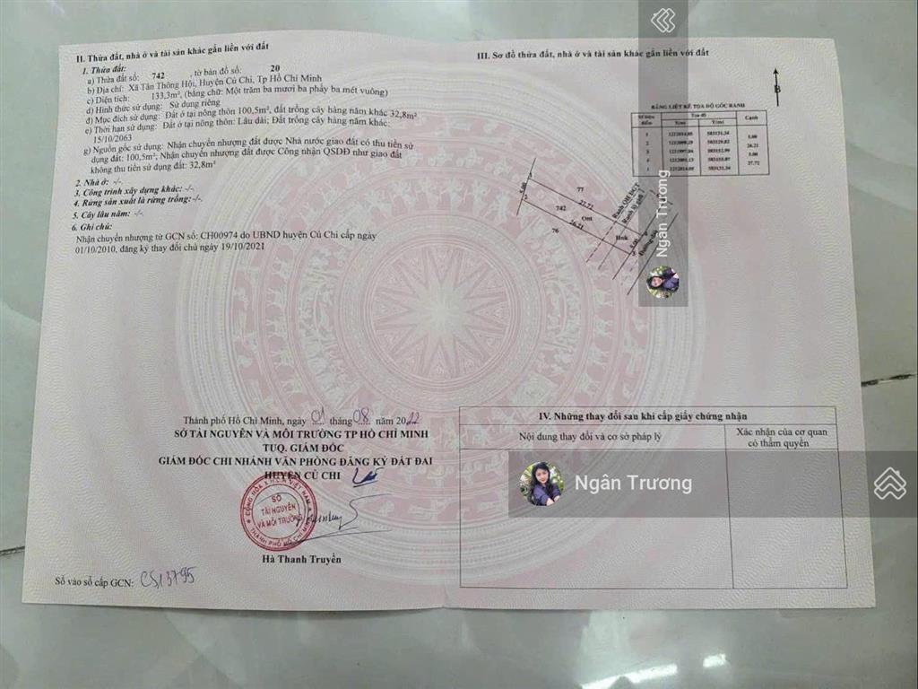 Chủ ngộp bank bán gấp đất mặt tiền khu việt kiều  tân thông hội  shr  giá chỉ 1,3 tỷ