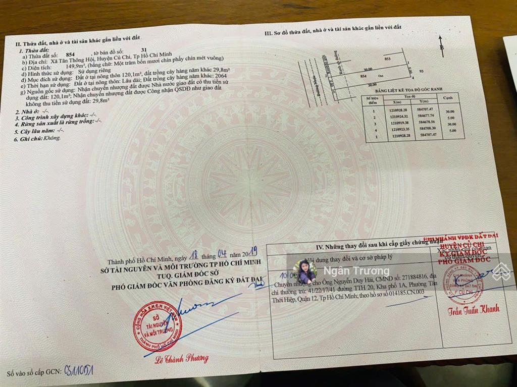 Chủ ngộp bank bán gấp đất mặt tiền đường nguyễn thị se  149,9  cách ql22 chỉ 200m  shr  1,2 tỷ