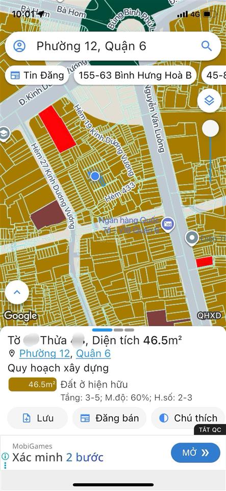 Bán nhà hẻm xe tải, dt 46,2m², 4pn, 3wc, kinh dương vương, p.12, q.6, hcm  giá 6,79 tỷ còn tl.