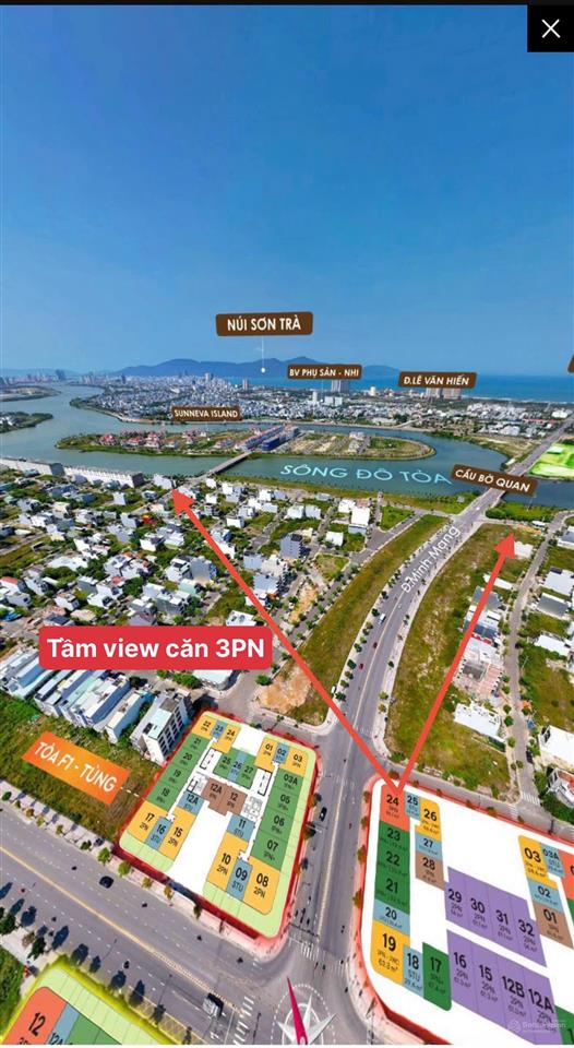 Nổi bật căn góc 3pn 4,8 tỷ | view pháo hoa, sông núi biển