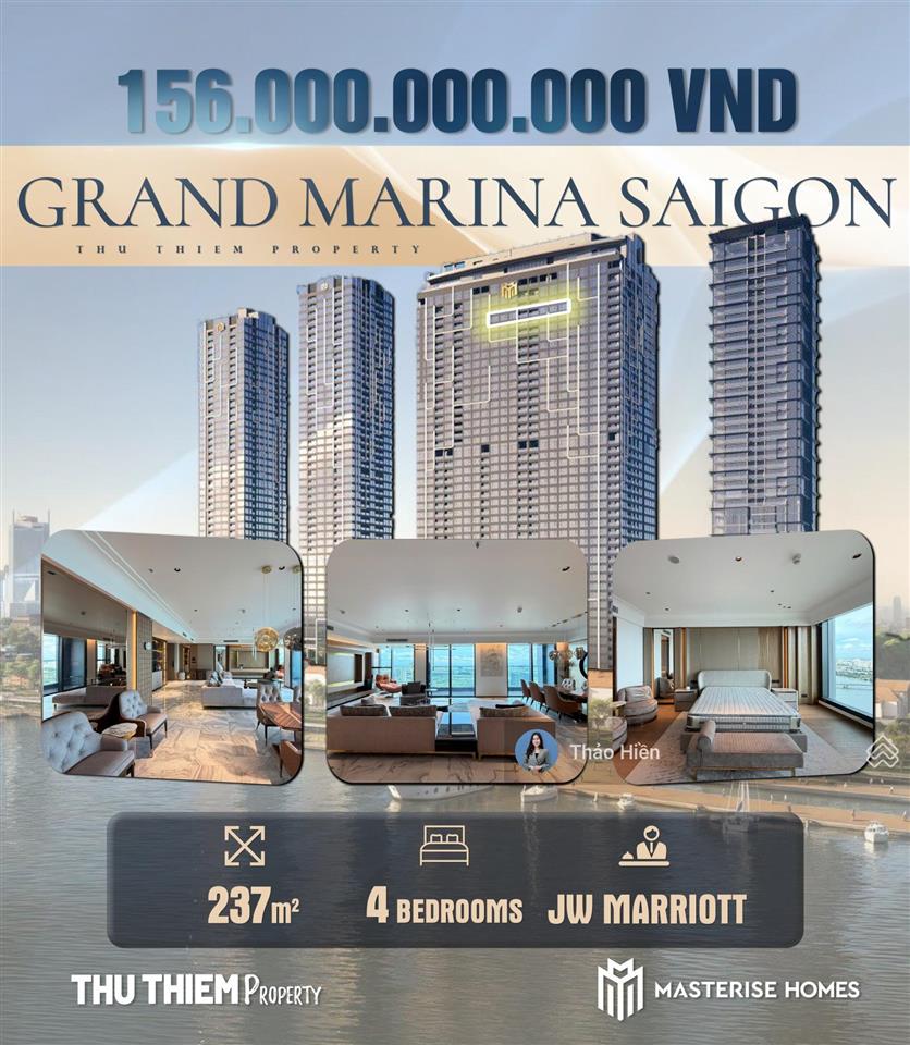 Bán căn hộ hạng sang grand marina saigon tòa sea 237m² 4pn view sông trực diện