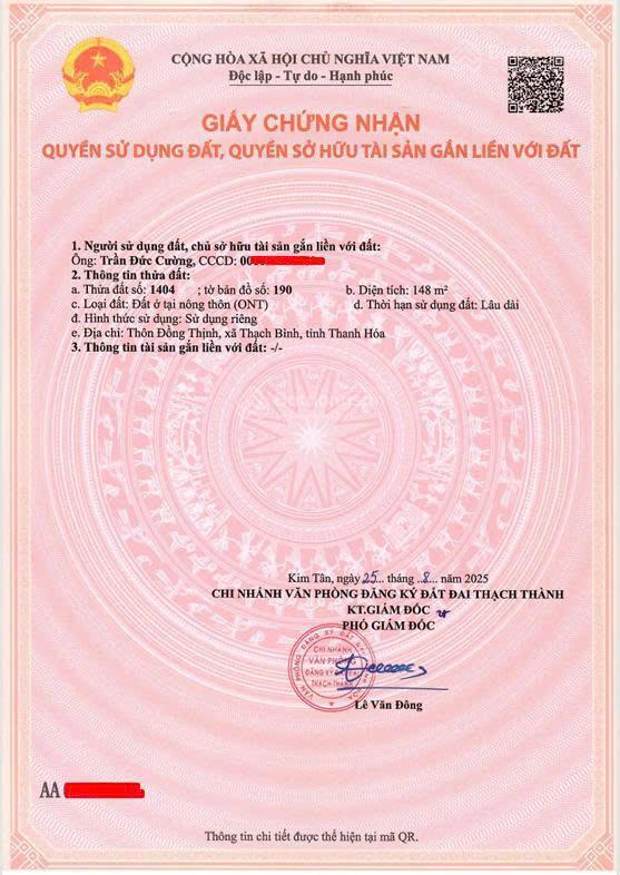 Chính chủ bán lô đất 5x30m tại đồng thịnh, thạch bình, 100% đất ở lâu dài, giá 4.9tr/m2