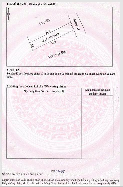 Chính chủ bán lô đất 5x30m tại đồng thịnh, thạch bình, 100% đất ở lâu dài, giá 4.9tr/m2