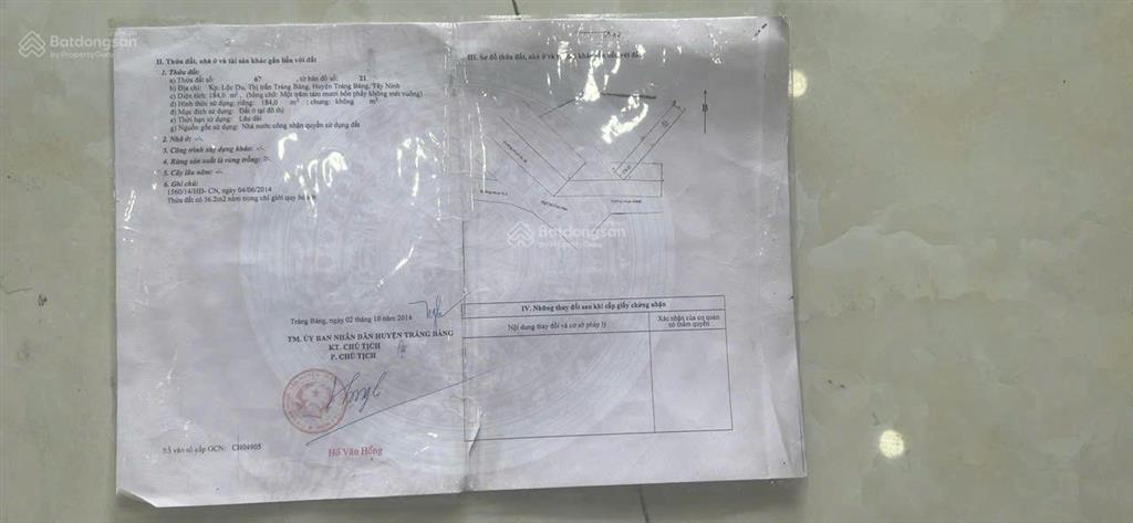Chính chủ bán đất mặt tiền quốc lộ 22, phường trảng bàng, tây ninh
