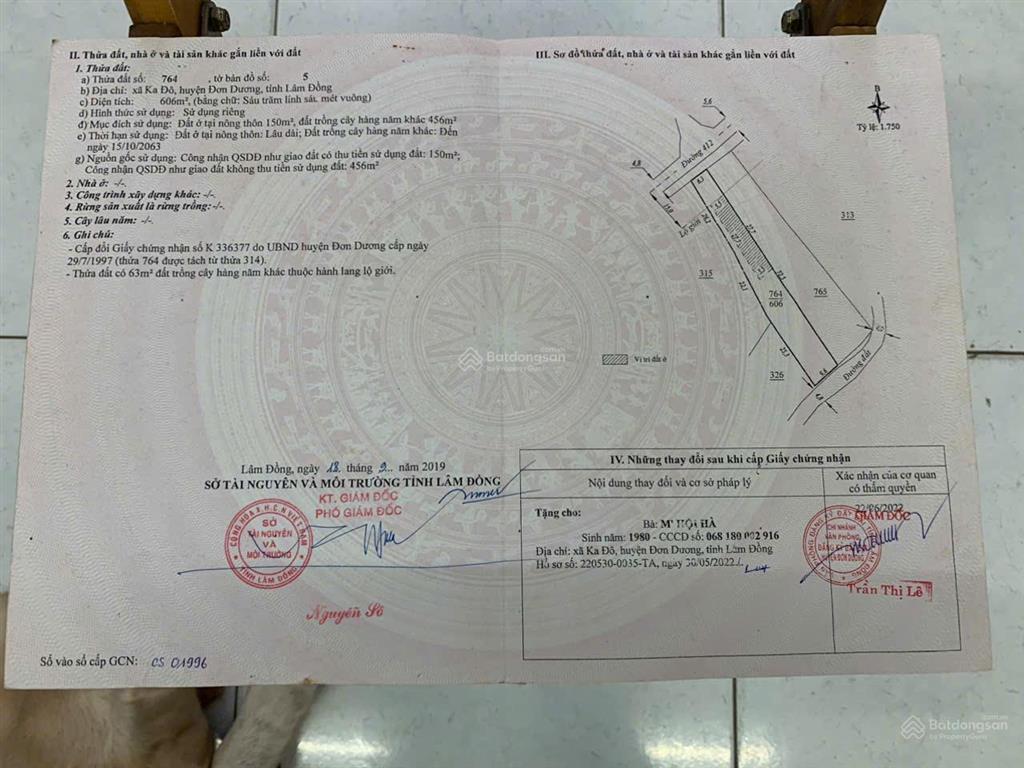 Bán đất 2 mặt tiền 606m2 giá 1 tỷ 650