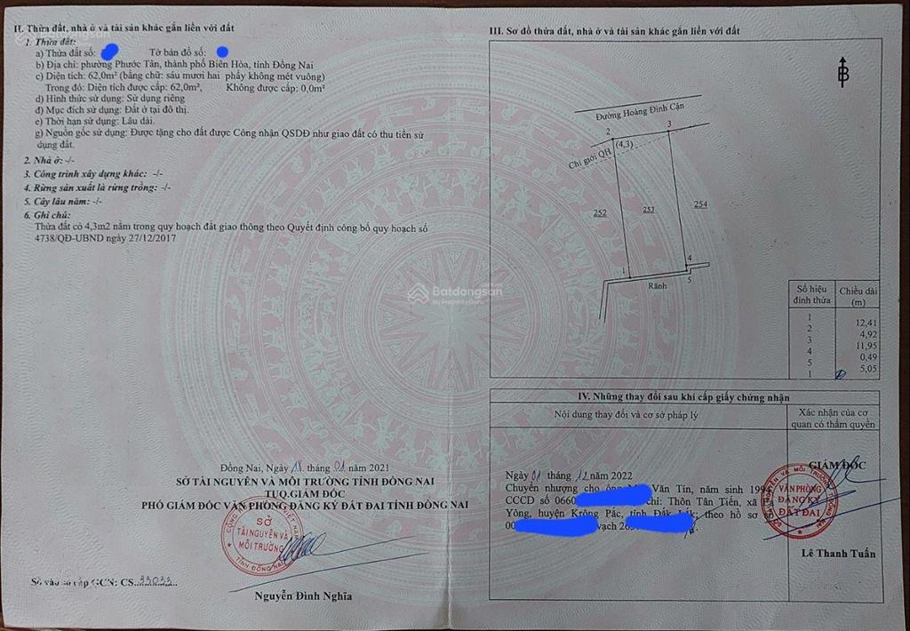 Bán đất mặt tiền hoàng đình cận, full thổ, móng lầu, xây dựng ngay giá 2,19 tỷ (thương lượng mạnh)