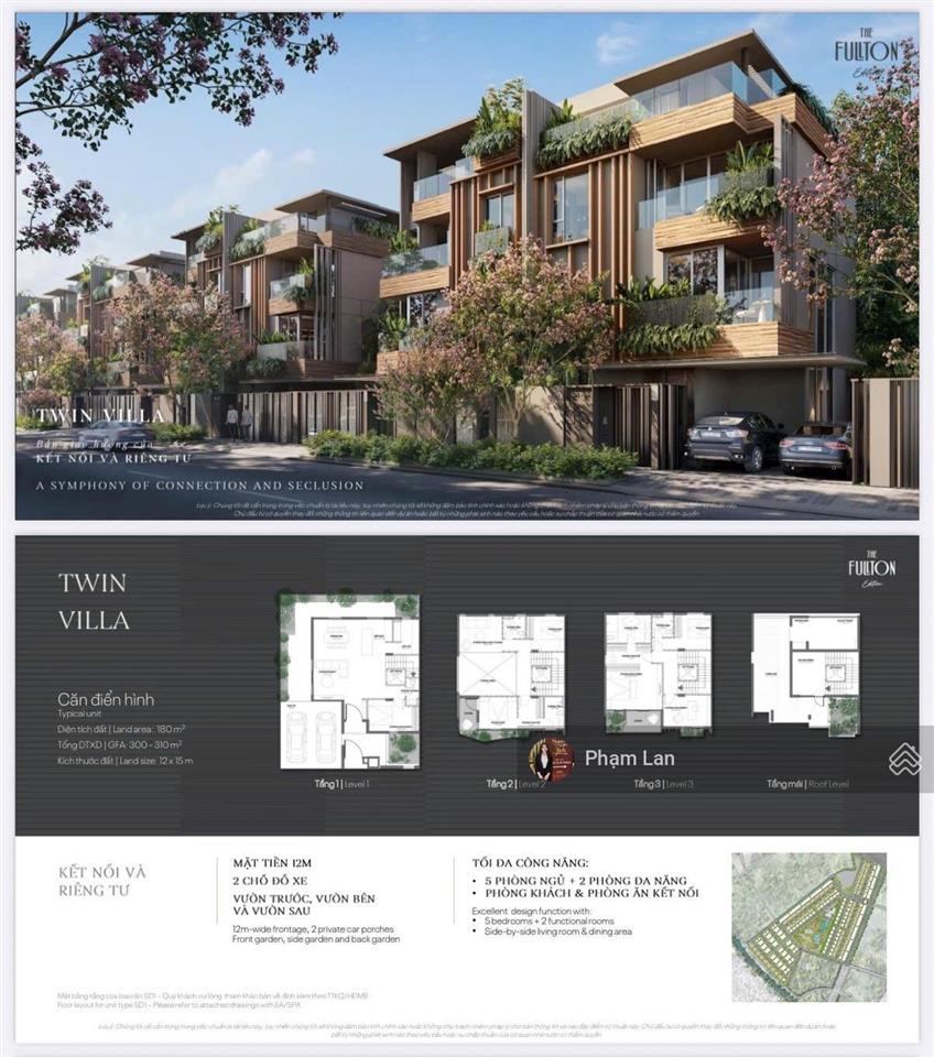 Giá tốt fullton  chủ nhà cắt lỗ 1 tỷ căn twin villa  căn 181m2  26,8 tỷ bao hết phí
