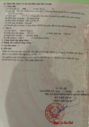 Chính chủ gửi bán nhanh lô đất 2 mặt tiền  shr  237,7m² vị trí đẹp tại bình hưng hòa a, bình tân