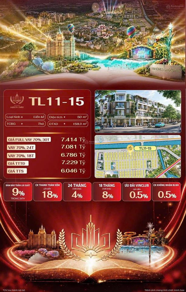 Bán liền kề vinhomes saigon park as60  28  80m2  hỗ trợ vay 70%  giá 7,01 tỷ