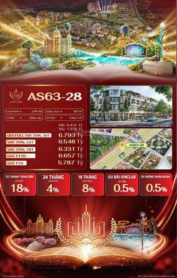 Liền kề vinhomes saigon park as6028, 80m2, ck đến 18%, hỗ trợ lãi suất 24 tháng