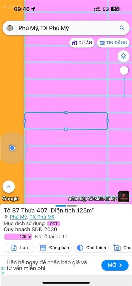 Cơ hội sở hữu đất đẹp mặt tiền đường tuệ tĩnh trung tâm phú mỹ giá tốt đầu tư