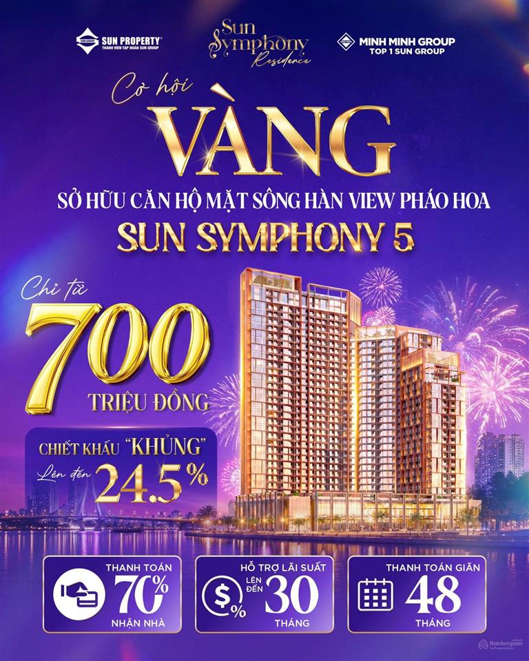 Chỉ 700 triệu mua căn hộ sông hàn, pháo hoa đà nẵng