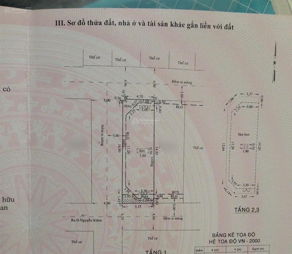 Hạ giá 1 tỷ căn nhà 3 tầng  3mt nguyễn kiệm  gò vấp  80m2  giá 14.6 tỷ