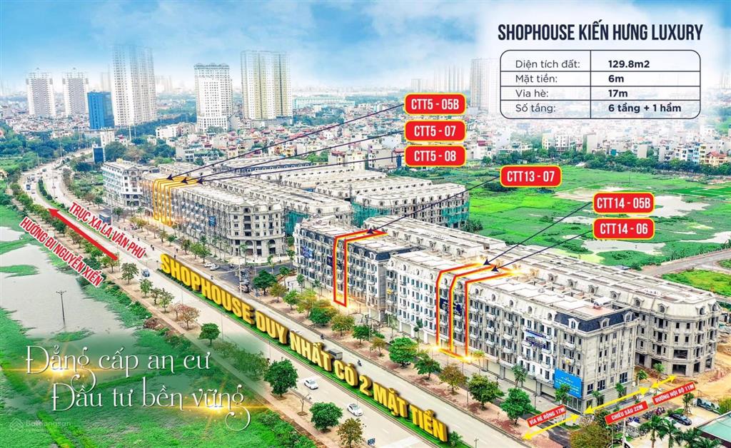 Bán lk 6 tầng mt7 shophouse kiến hưng luxury