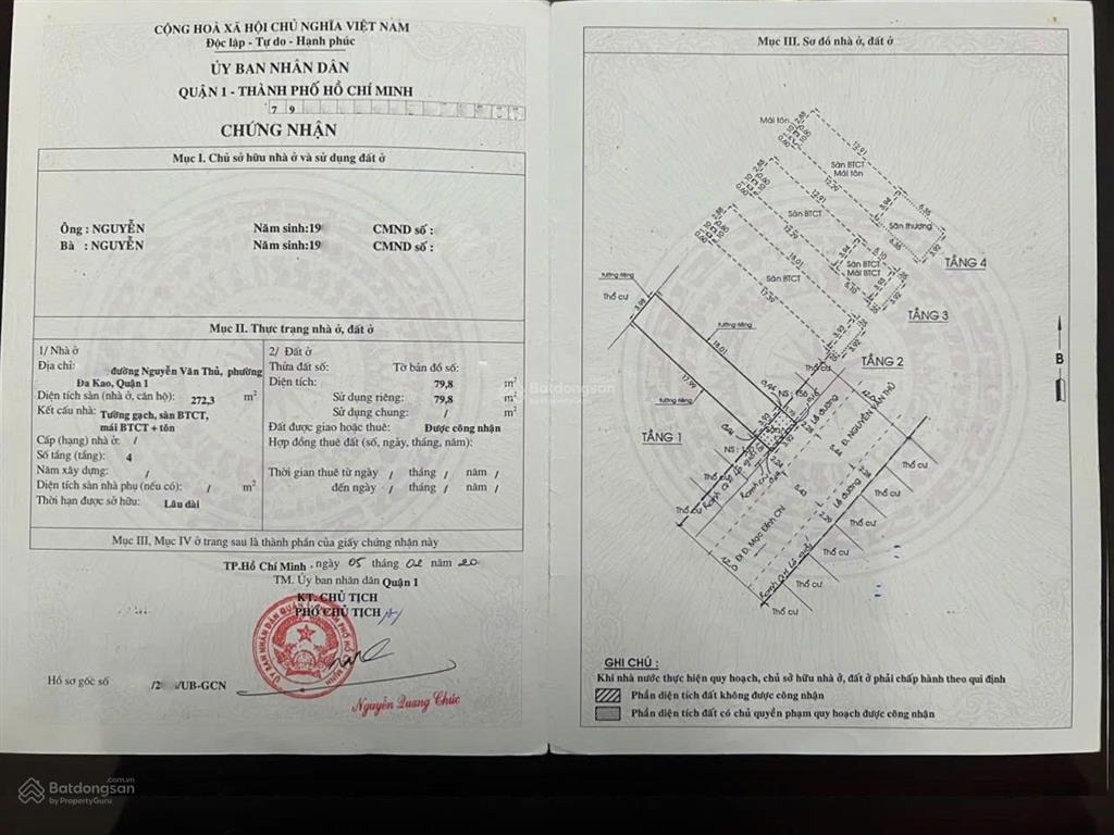 Chính chủ chuyển nhượng nhà mặt tiền nguyễn văn thủ trung tâm quận 1 (phường tân định)