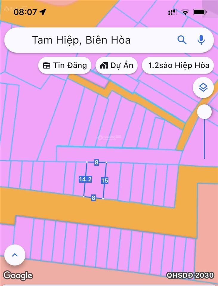 Bán đất 8 mét đường xe hơi 6,3 tỷ, cách vincom biên hoà 500 mét
