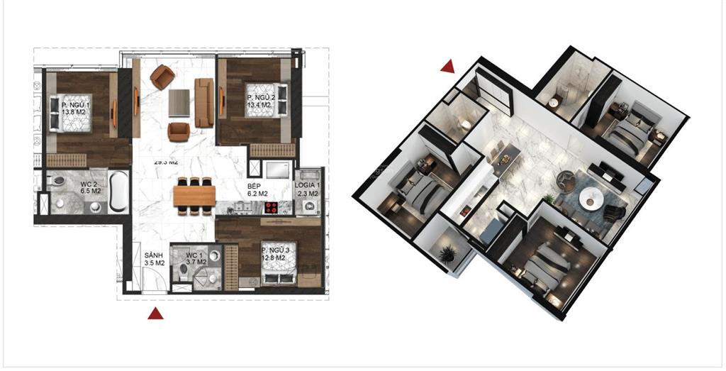 3pn 100m2 sunshine city ban công đông nam, view công viên ciputra, sổ sẵn