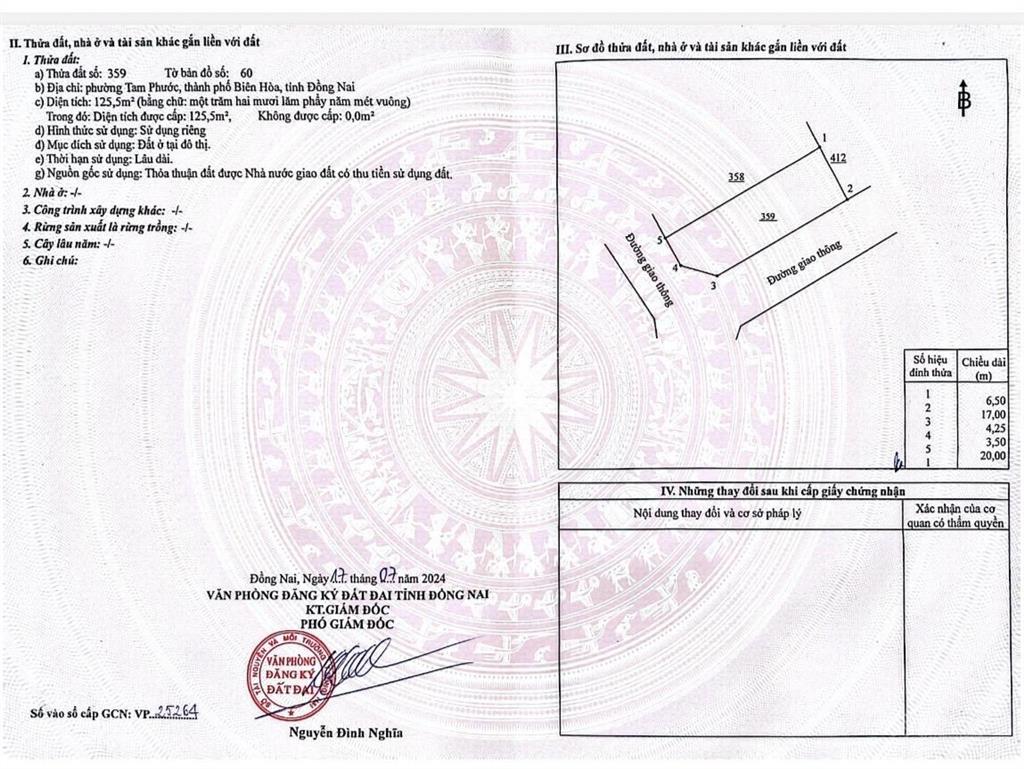Sở hữu 125m2 ngang 6,5m, lô góc đường 16m, đối diện kcn tam phước, đi thủ thiêm, sb long thành 15p