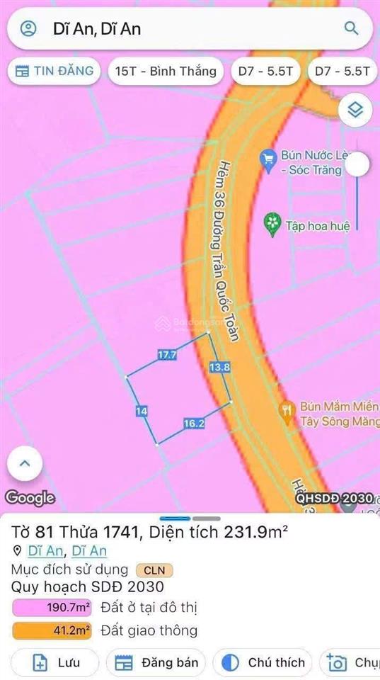 Bán đất 232m2 mặt tiền trần quốc toản nối dài ngang 12,8m tại p. dĩ an, tp. hồ chí minh