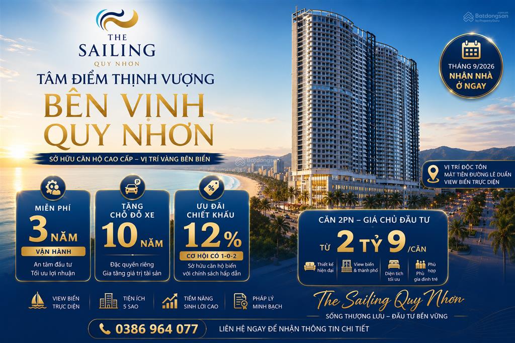 Căn 2pn the sailing quy nhơn view đẹp, ở cực chill