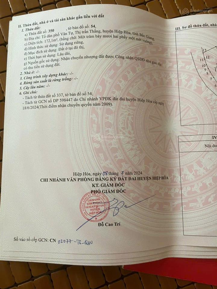 Bán đất tại tổ dân phố văn tự, thị trấn thắng, hiệp hòa, bắc giang, giá thỏa thuận, 100m2