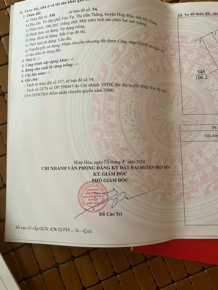 Bán đất tại tổ dân phố văn tự, thị trấn thắng, hiệp hòa, bắc giang, giá thỏa thuận, 100m2