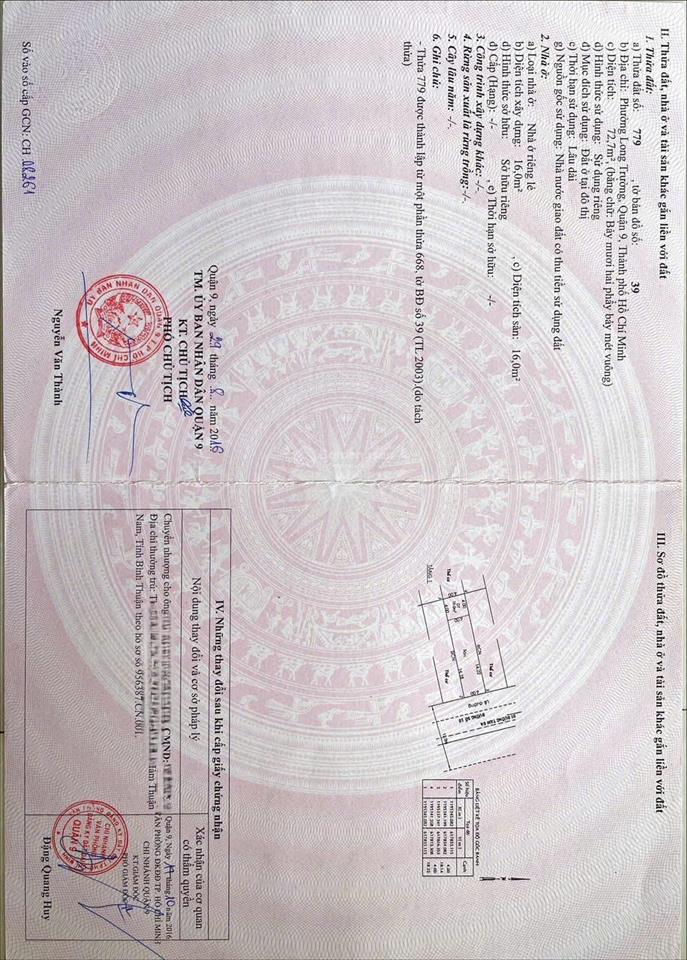 Bán đất mặt tiền đường số 10, phường long trường, diện tích 72,7m2 ngang 4m x dài 18,22m