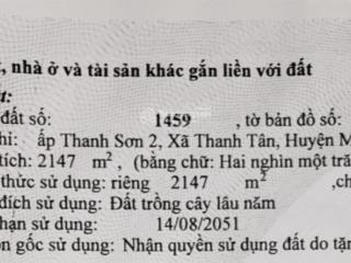 Bán đất ql 60, 2.147m2, 4,3 tỷ tại ấp thanh sơn 2, thanh tân, mỏ cày bắc, bến tre