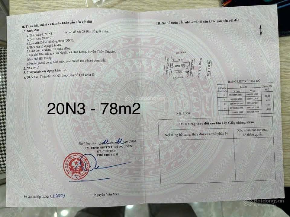 78m rẻ nhất khu đấu giá bái ngoài, hoa động, thuỷ nguyên, hải phòng