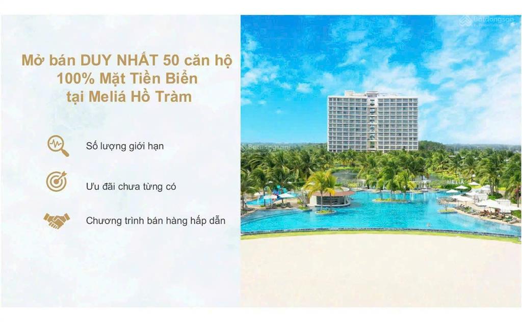 Căn hộ biển melia hồ tràm 47m2, 2 tỷ 6, chiết khấu cao lên đến 27%, lợi nhuận cam kết 10% 1 năm