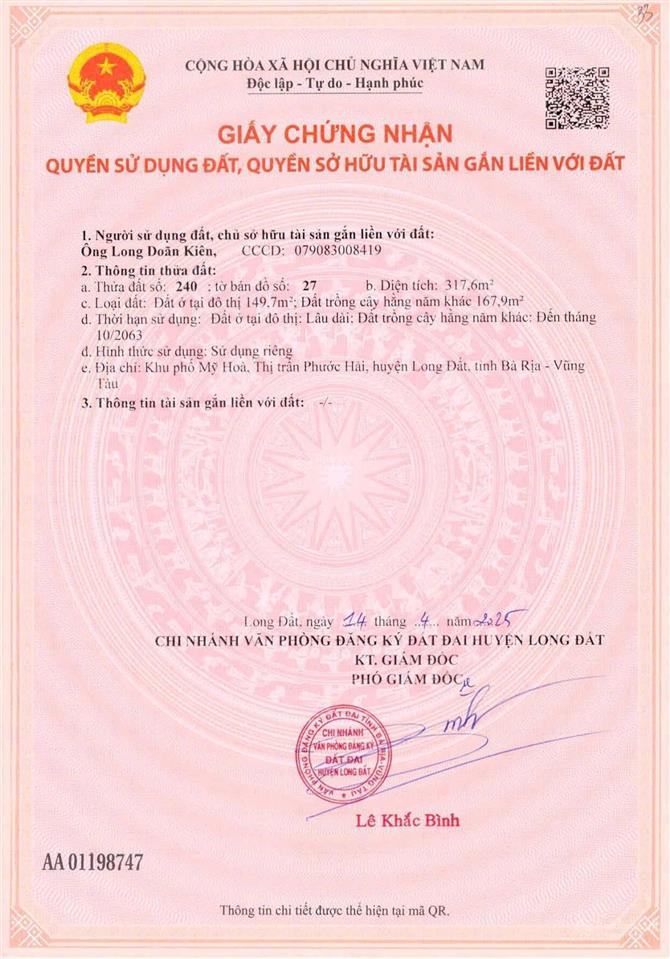 Kẹt tiền bán gấp lô đất gần biển phước hải chỉ từ 900 triệu