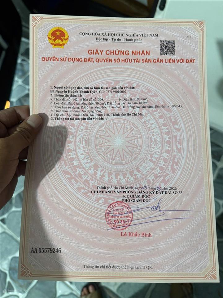 Cần bán gấp mặt tiền trần hưng đạo, phước hải giá chỉ 1 tỷ 2