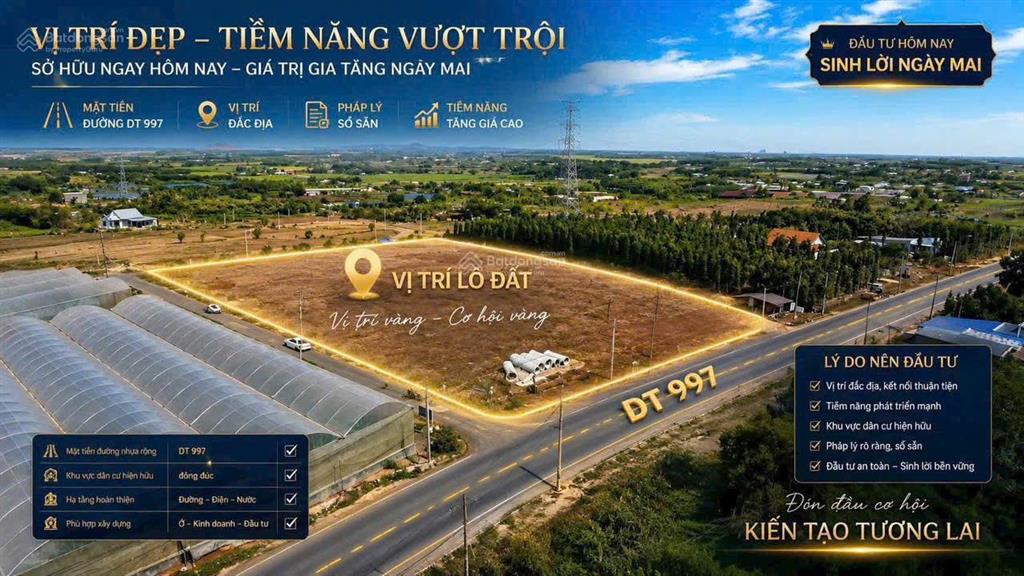 Cần bán gấp lô đất mặt tiền đường dt997 suối rao, đá bạc