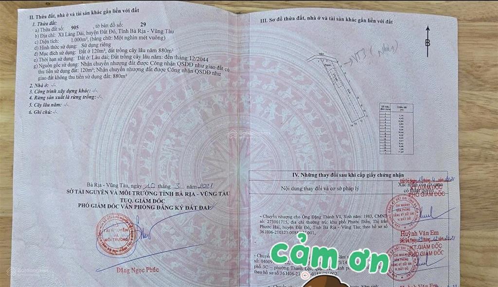 Cần bán lô đất 1.000m giá chỉ 2,4 tỷ, còn thương lượng!