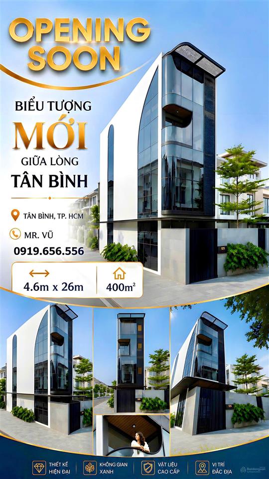 Cho thuê toà nhà góc 2mt  ni sư huỳnh liên nhà 4 tầng dt khủng 4,6x26m 75 triệu/ 1 tháng