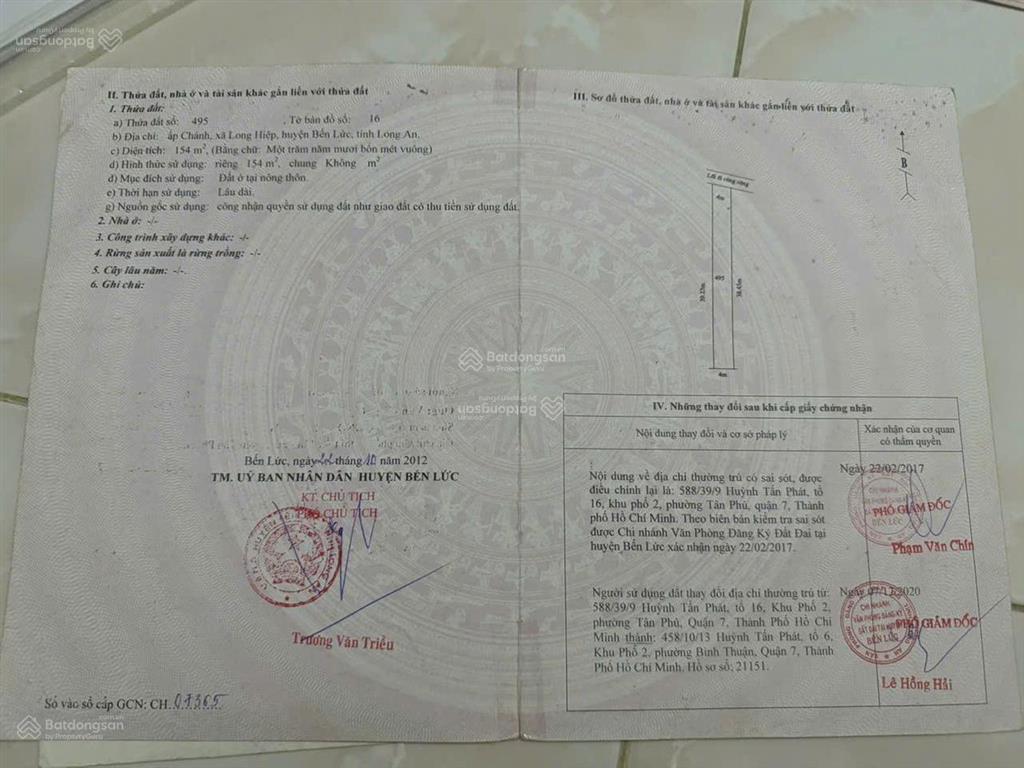 Bán lô đất thổ cư liền kề sổ riêng, gần kcn phúc long, long an