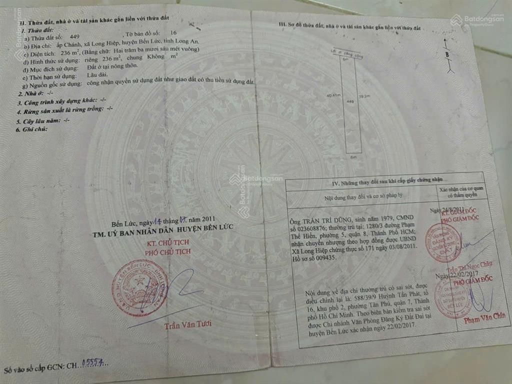 Bán lô đất thổ cư liền kề sổ riêng, gần kcn phúc long, long an