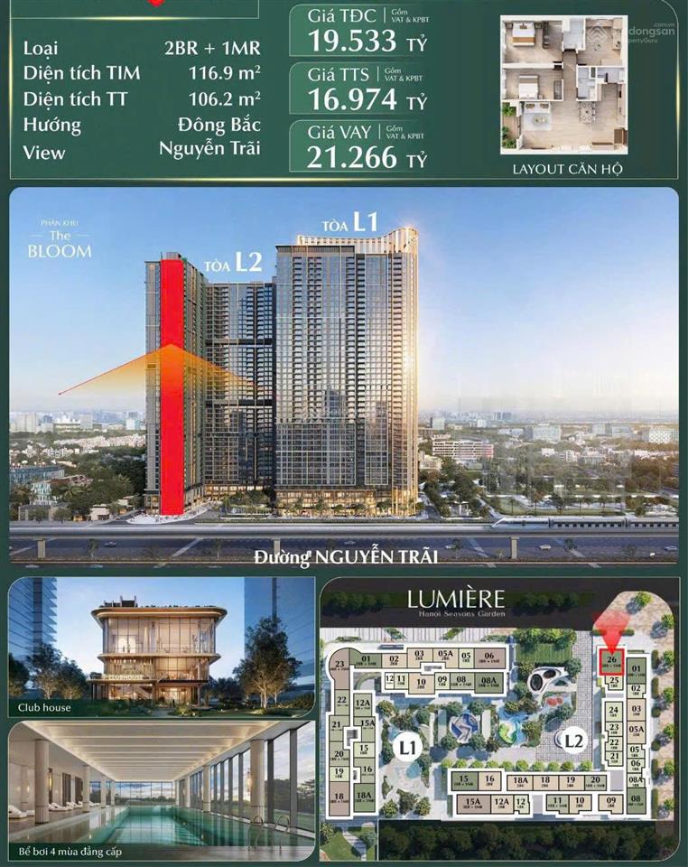 Căn 2 ngủ +1 đa năng số 26 tòa l2 giá 16 tỷ view xa siêu đẹp, ck 15%+ gói nt.  0962 284 ***