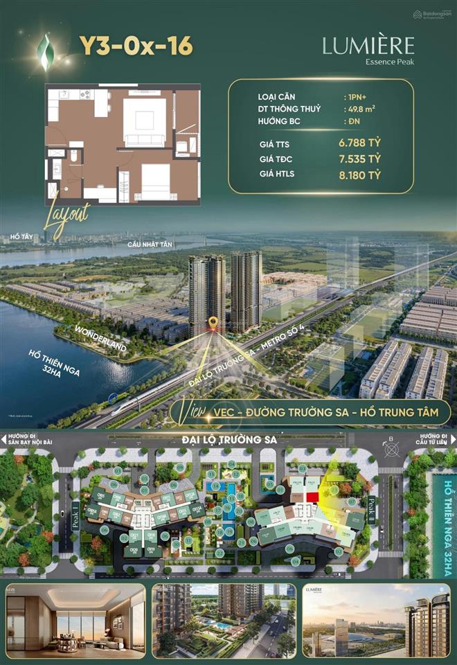 Căn 1 + view hồ của hiếm tòa peak2, giá chỉ hơn 6 tỷ tầm view hiếm dòng tiền 6  8%,  0946 455 ***