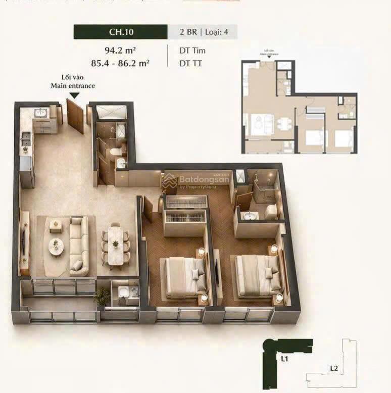 2 ngủ 85.8m2 mặt tiền 10m view nội khu cực đẹp giá hơn 12tỷ, view thoáng.dòng tiền 8%, 0962 284 ***