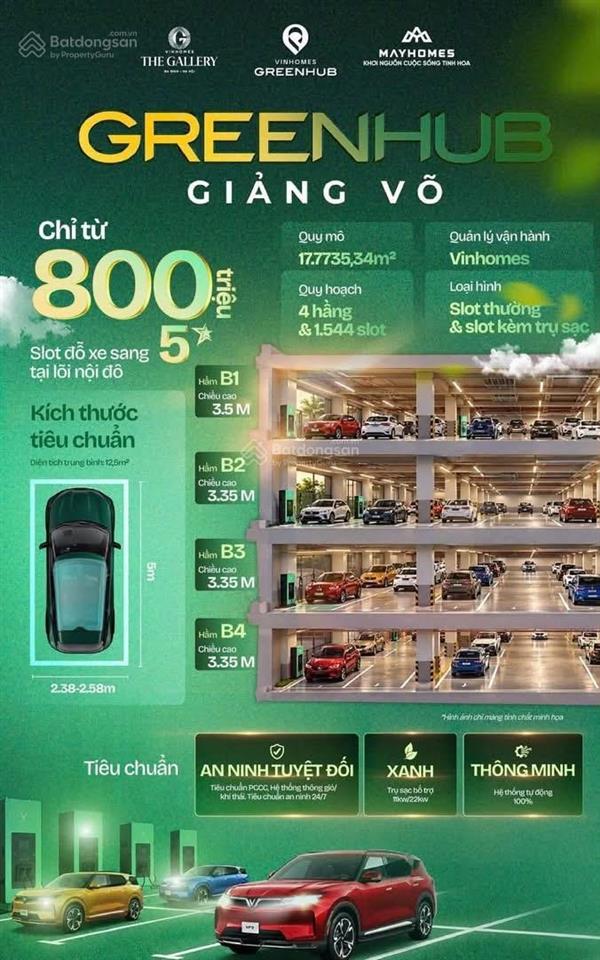 Slot oto vinhomes giảng võ từ 800 triệu slot,đặt chỗ lần 1 hầm b1, lô góc.dòng tiền 6%,có sổ đỏ.