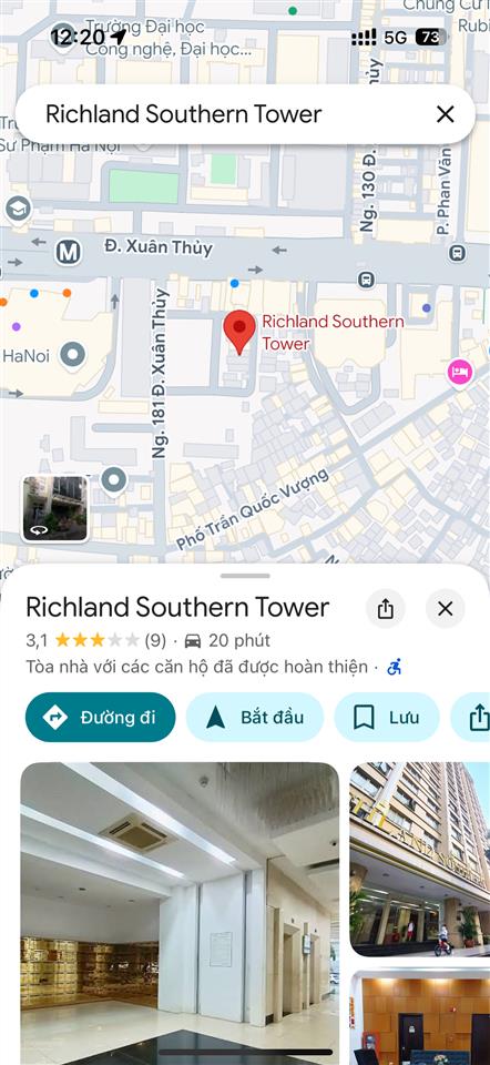 Căn hộ tầng 10, cc richland, cạnh trường tiểu học dịch vọng a