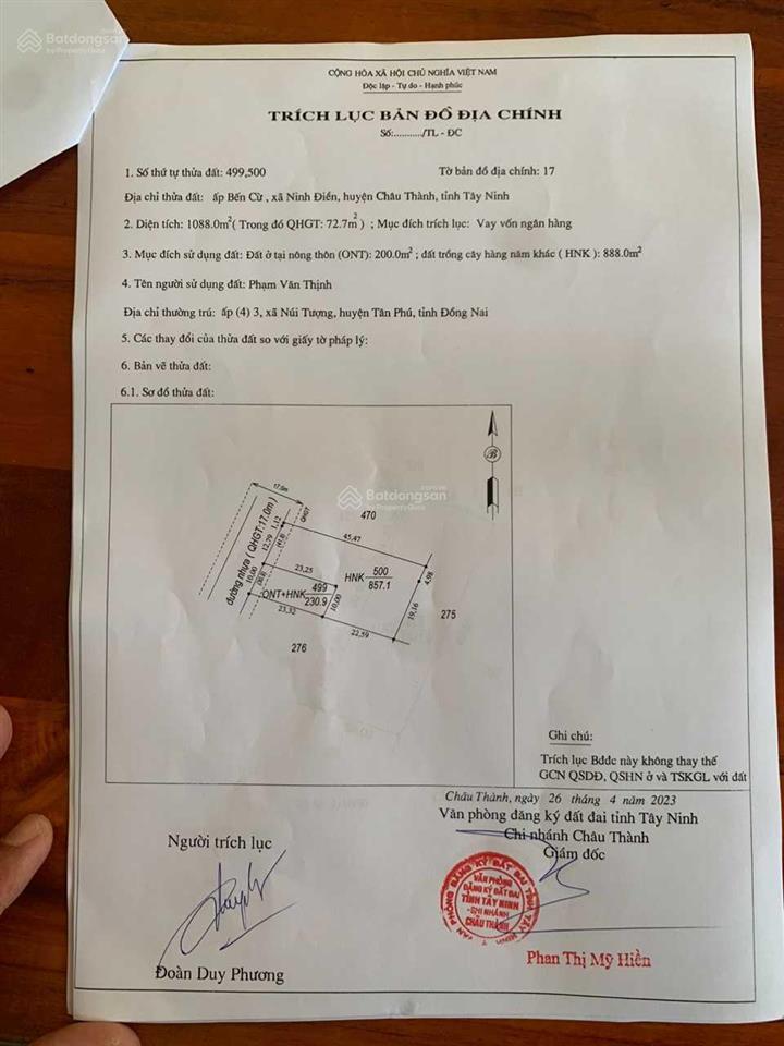 Đất đẹp cần bán 2.929m² cách đường đt 796, 500m, xã ninh điền, tây ninh