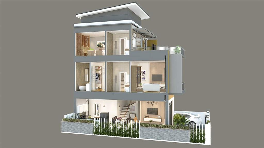 Cần bán gấp căn nhà 1 trệt, 3 lầu (gần chợ bến lức), bàn giao đầy đủ nội thất