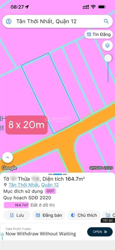 Thửa đất 8 x 20m vuông đẹp tân thới nhất  cạnh depot tham lương chỉ 11.3 tỷ